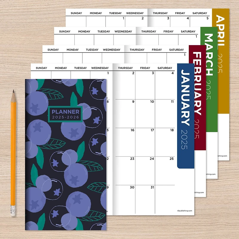 TF Publishing 2025 - 2026 Blueberry Small Monthly Pocket Planner