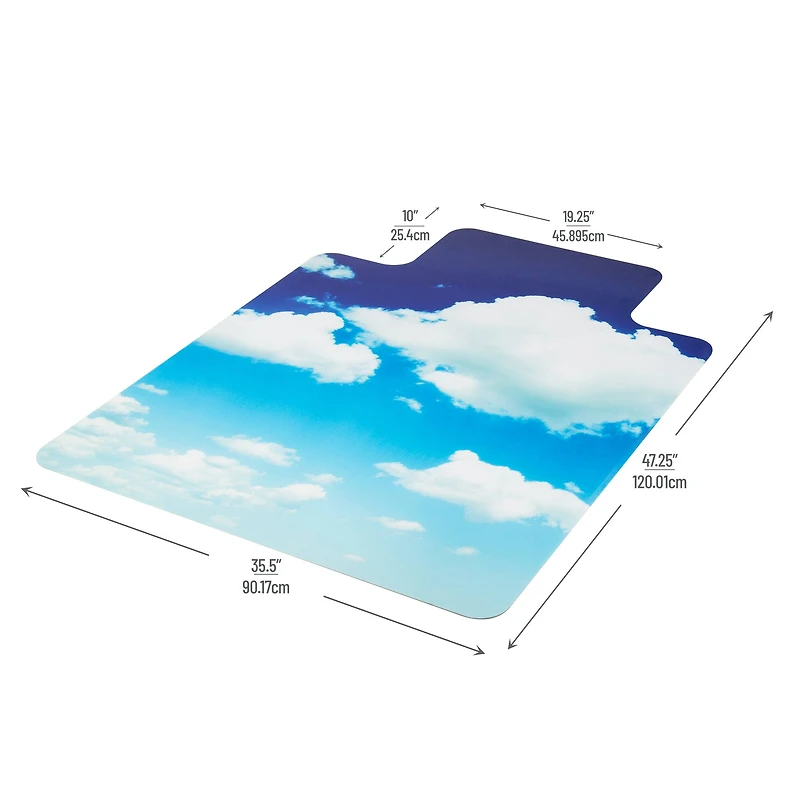 Mind Reader 9-to-5 Collection Blue Head in the Clouds Art Office Chair Mat with Lip