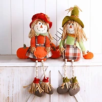 Glitzhome® Fall Fabric Scarecrow Shelf Sitters Set