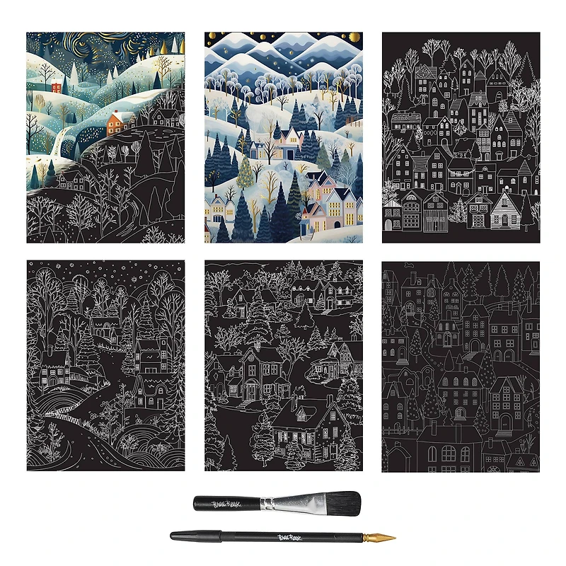 Brea Reese™ 9" x 12" Winter Village Scratch Art Paper Pad