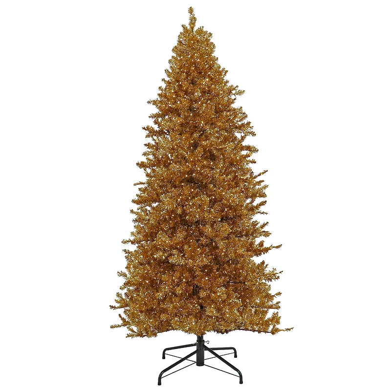 9ft. Pre-Lit True Gold Metallic Artificial Christmas Tree, White LED Lights