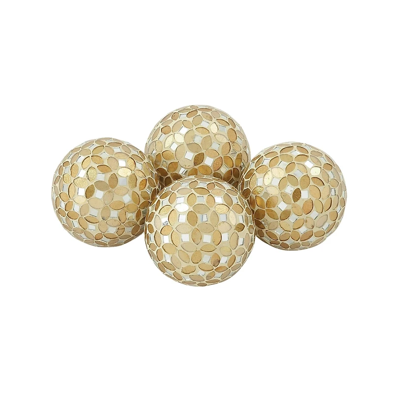 4" Glam Gold & White Plastic Orb Vase Fillers, 4ct.