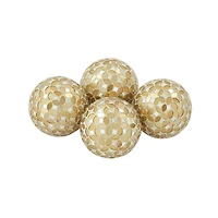 4" Glam Gold & White Plastic Orb Vase Fillers, 4ct.