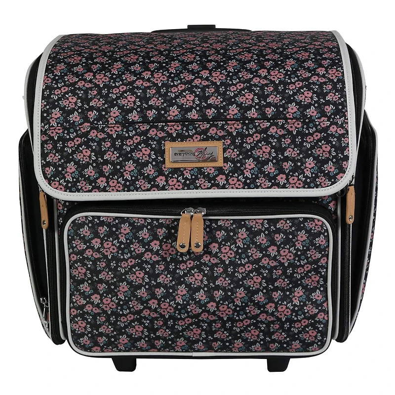 Everything Mary Floral Deluxe Collapsible Rolling Craft Bag