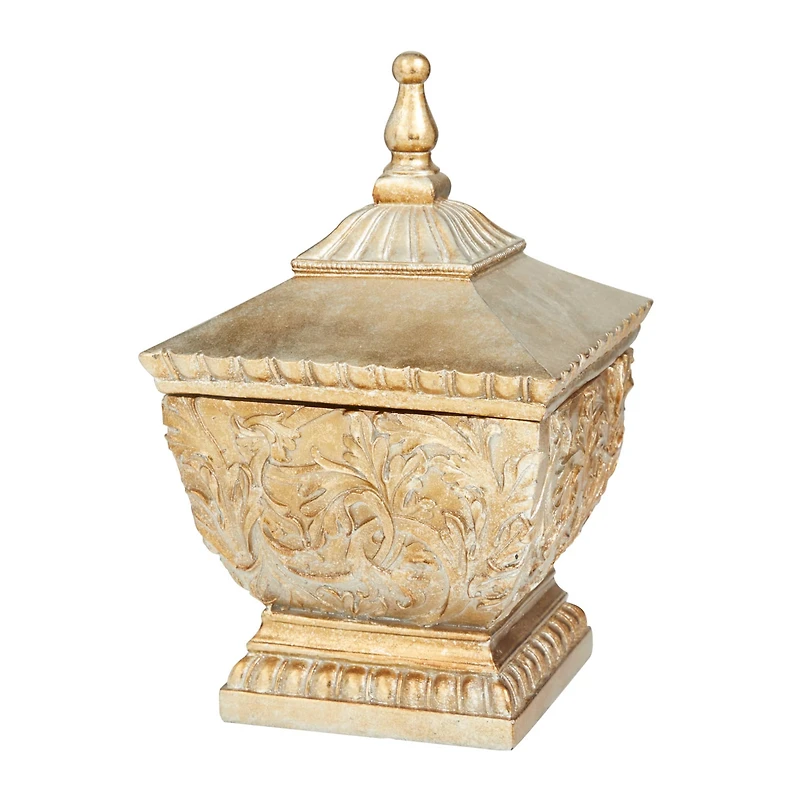 12" Gold Square Traditional Decorative Jar