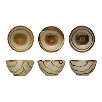 Hello Honey® 5.25" Two-Tone Painted Designs Stoneware Bowls Set