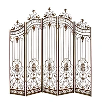 Brown Metal Eclectic Room Divider Screen, 80 " x 80 " x 1 "