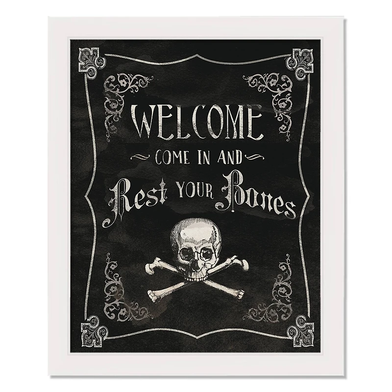 Come in & Rest Your Bones White Framed Print Wall Art