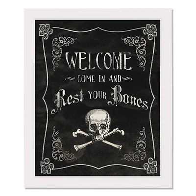 Come in & Rest Your Bones White Framed Print Wall Art