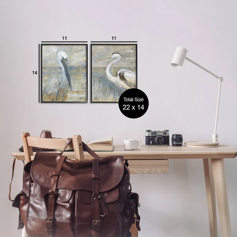 Stupell Industries Sea Birds Abstract Beach Framed Giclee Art