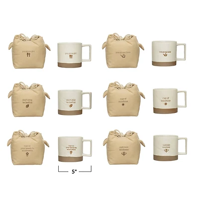 Hello Honey® 12oz. Stoneware Mug Set with Saying on Printed Drawstring Bag