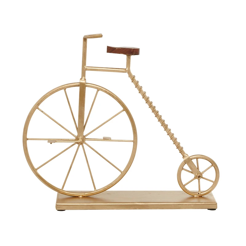 17" Gold Metal Traditional Bicycle Sculpture