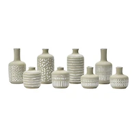 Hello Honey® Mixed Pattern Taupe & Silver Stoneware Vase Set