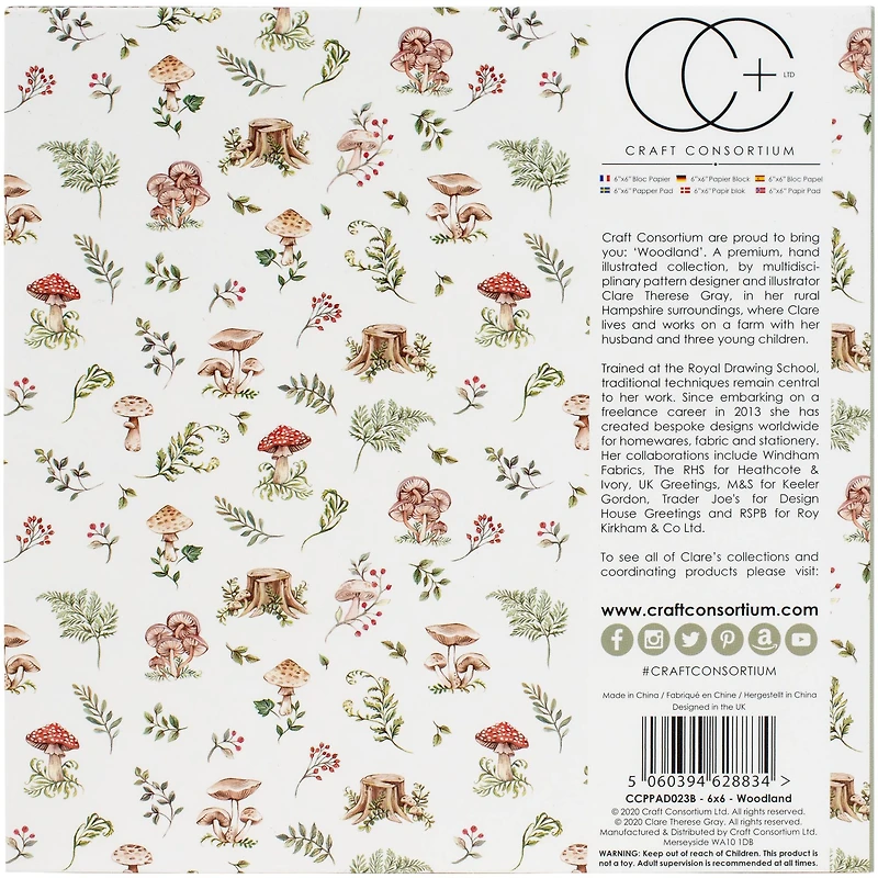 Craft Consortium Woodland Double-Sided Paper Pad, 6" x 6"