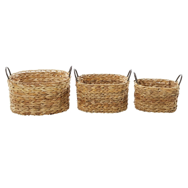 Brown Metal Natural Storage Basket Set