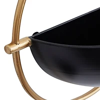 Set of 3 Black Iron Contemporary Planters, 15" x 14" x 5"