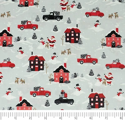 SINGER Christmas Holiday Santa's Village Cotton Fabric