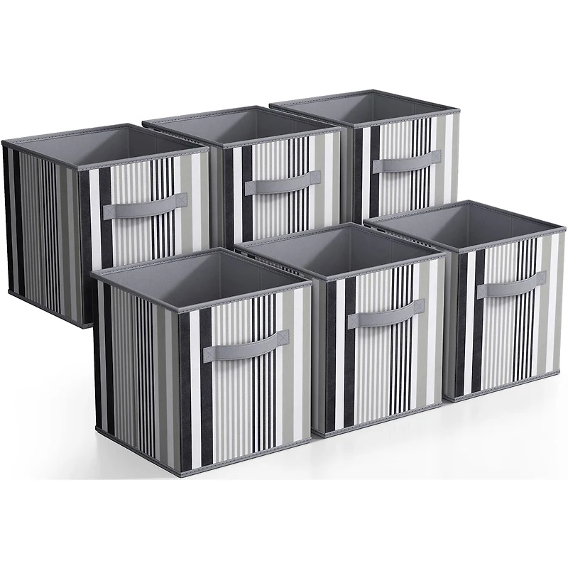 Sorbus 11" Black & Gray Foldable Storage Cubes, 6ct.