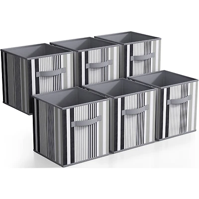 Sorbus 11" Black & Gray Foldable Storage Cubes, 6ct.