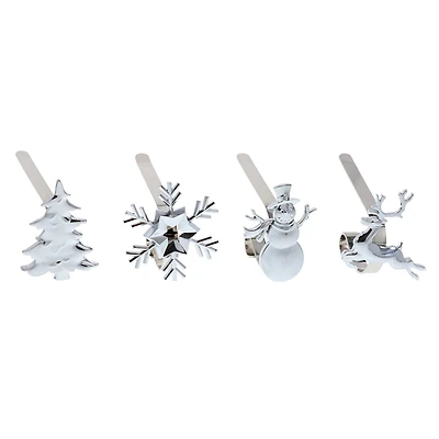 Original MantleClip® Silver Assorted Holiday Icons Stocking Holders, 4ct.