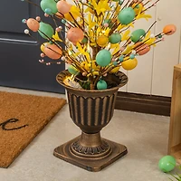Glitzhome® 36" Lighted Easter Egg & Flower Urn Porch Tree with Timer