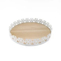 12" White Glitter Decorative Snowflake Tray by Ashland®