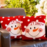 Glitzhome® Hooked 3D Snowman Pillow Set