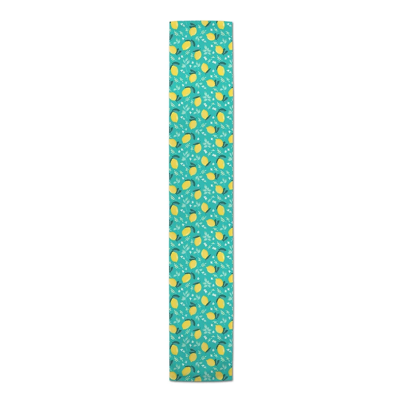 Lemons On Teal Indoor/Outdoor Table Runner