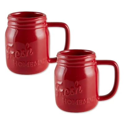DII® Red Mason Jar Ceramic Mugs, 2ct.