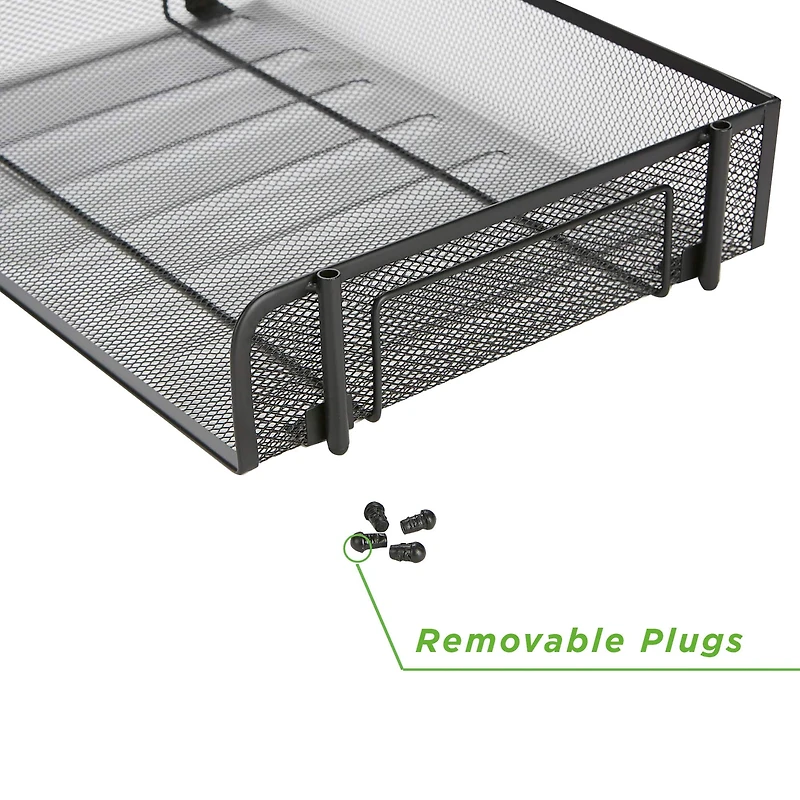 Mind Reader 2 Pack Black Stackable Metal Mesh Organizer