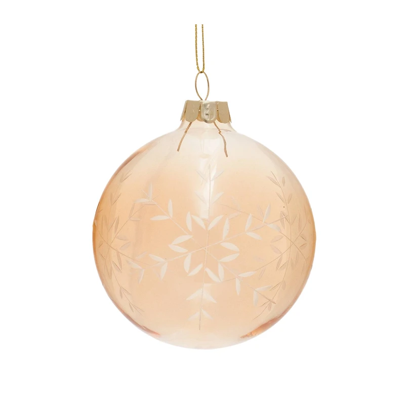 Gold Snowflake Etched Glass Ornament Set