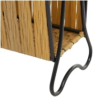 Light Brown Plastic Rattan Handmade Single Slot Magazine Holder with Black Stand 16" x 8" x 20"