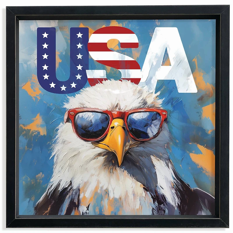 16" x 16" Patriotic Bald Eagle Framed Print