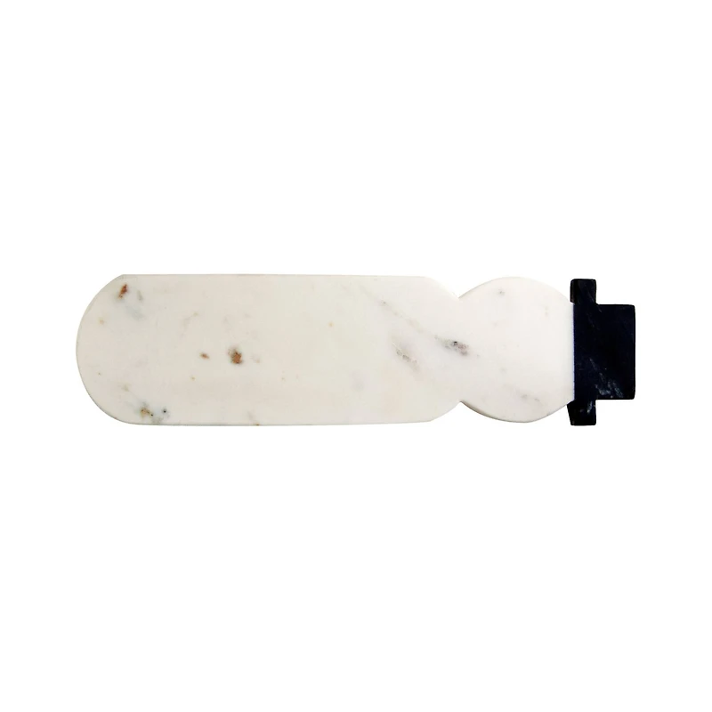 Hello Honey® 19" White & Black Marble Snowman Shaped Cheese & Cutting Board