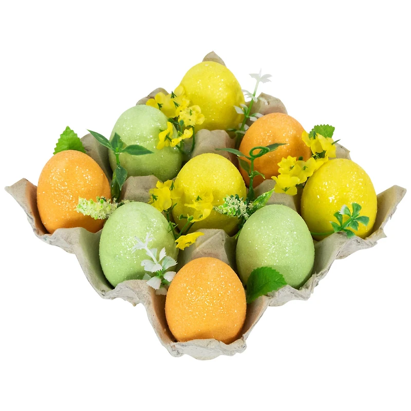 6.25" Glittered Easter Eggs with Carton Decoration