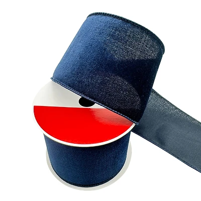 3.5" x 25ft. Navy Wired Velvet Ribbon by Celebrate It®