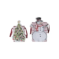 Hello Honey Compact Snowman & Christmas Tree Printed Paper Diecut Gift Bags, 2ct.