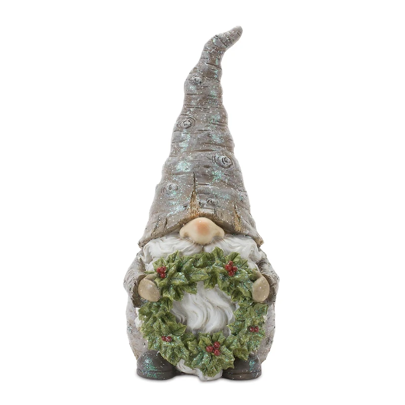 Pine Tree Trunk Gnome with Wreath Accent Set, 8.5" & 9.75"