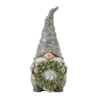 Pine Tree Trunk Gnome with Wreath Accent Set, 8.5" & 9.75"
