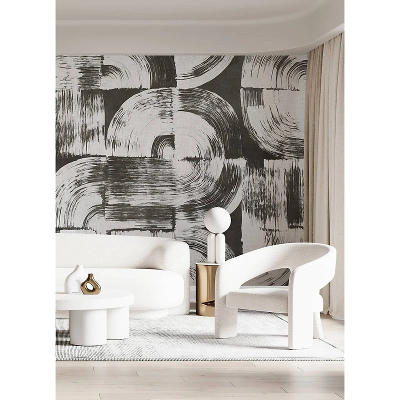Katie Hunt Charcoal Gray Brushstrokes Wall Mural