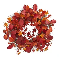 22" Japanese Maple, Magnolia Leaf & Berries Wreath