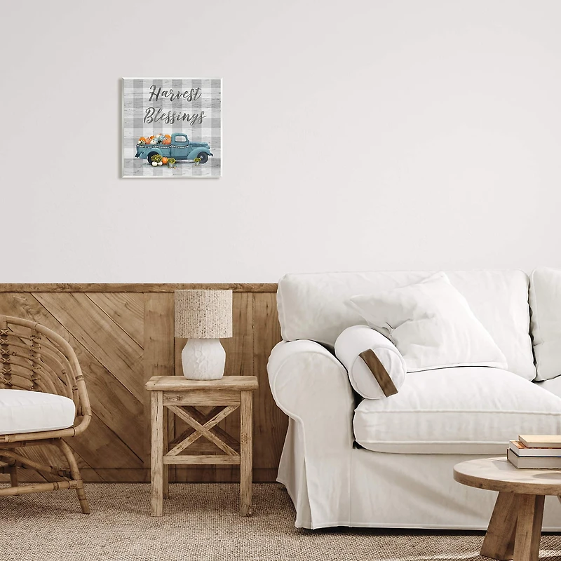 Stupell Industries Harvest Blessings Fall Pumpkin Truck Wall Plaque Art