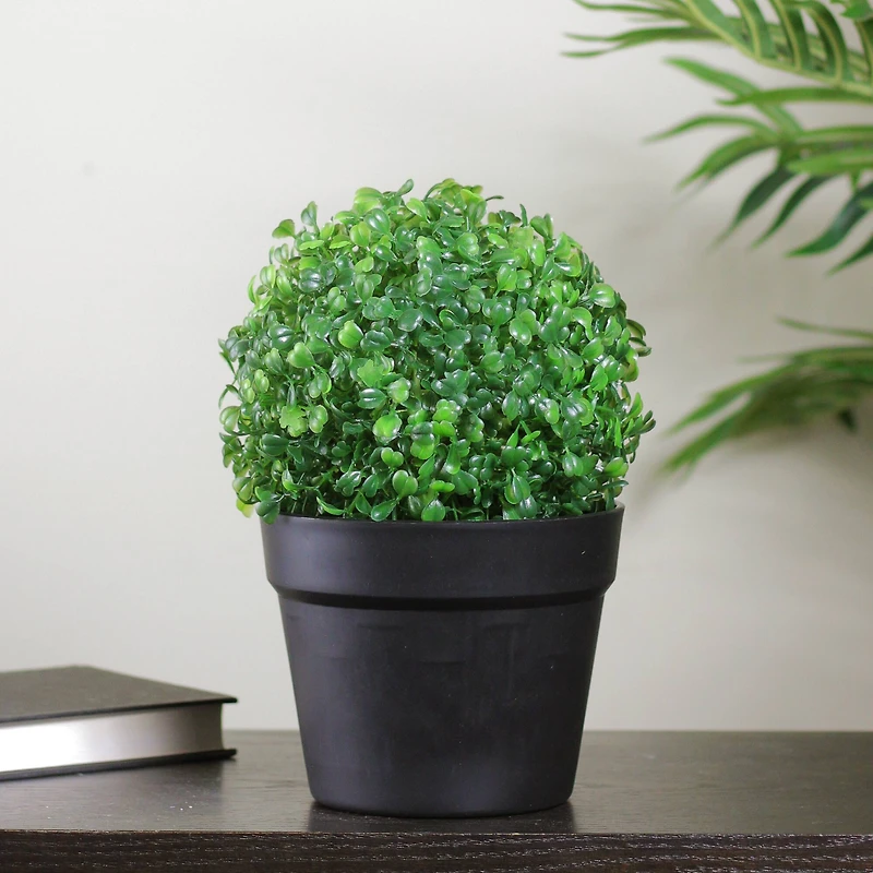 10.5" Artificial Two Tone Green Boxwood Spring Potted Plant