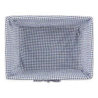 DII® Medium Antique White Chicken Wire Basket with French Blue & White Gingham Check Liner, 2ct.