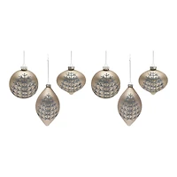6ct. Champagne Glittered Mixed Ornaments