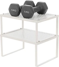 NEX™ White Expandable Counter Cabinet Shelf Organizer Set