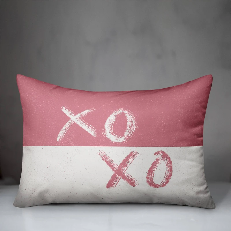 XOXO Brush Strokes Distress Rectangle Throw Pillow