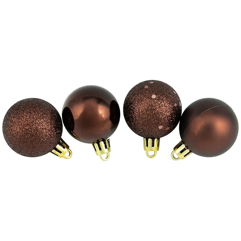 96ct. 1.5" 4-Finish Mocha Brown Shatterproof Ball Ornaments