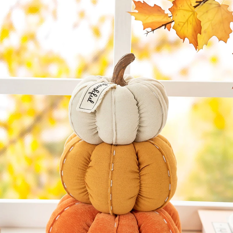 Glitzhome® 13" Fall Stacked Fabric Pumpkin