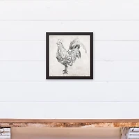 Sketched Black Chicken Canvas Wall Art in Black Frame
